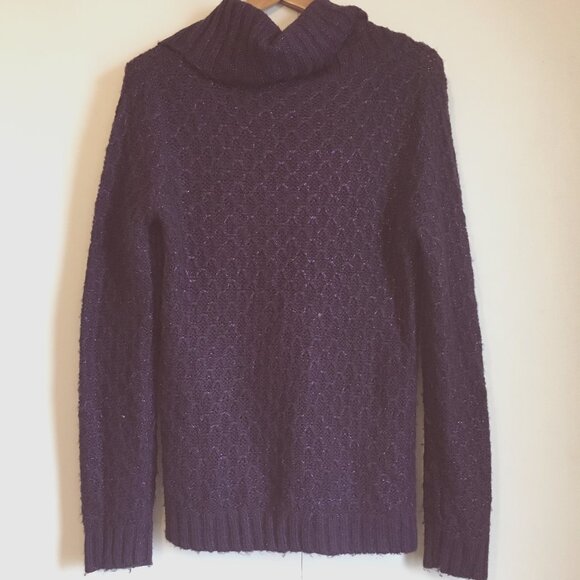 Sparkly Sugar Plum 100% Cotton Knit Cowl Neck Sweater - Picture 5 of 15